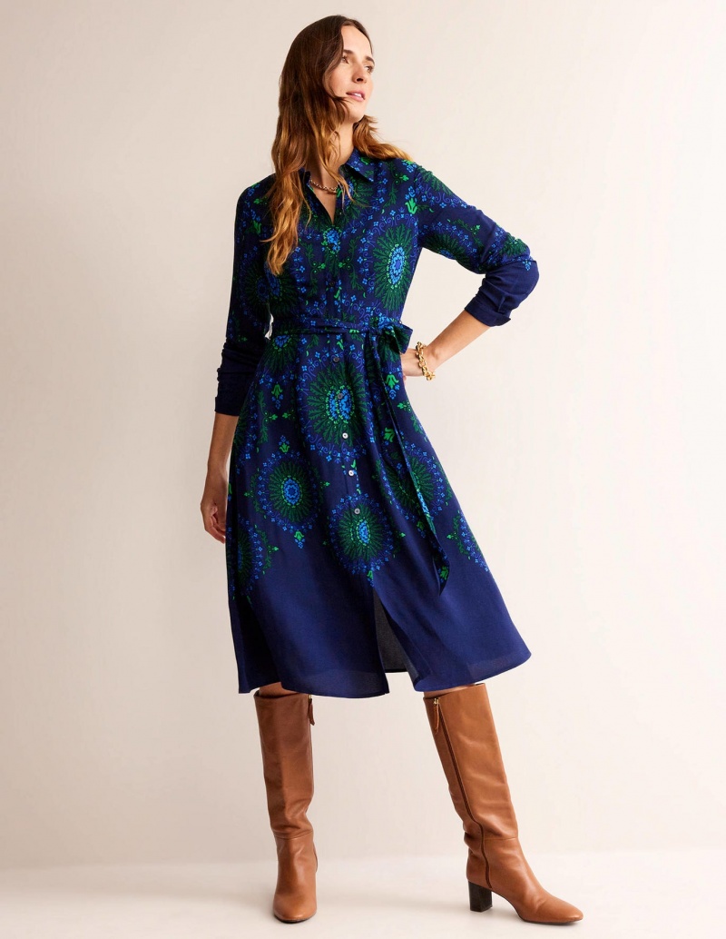 Boden Kate Midi Shirts Kleid Damen Navy | VALYG-4852