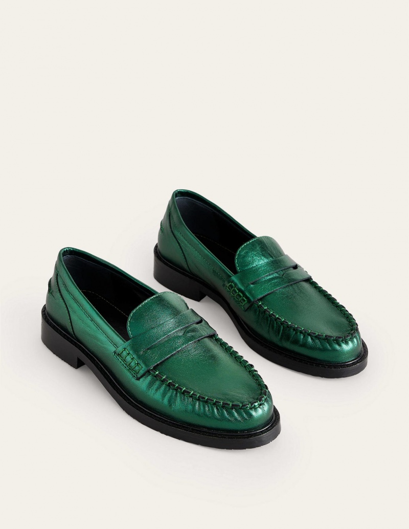 Boden Klassische Moccasin Halbschuhe Damen Grün Metal | BPCMY-2173