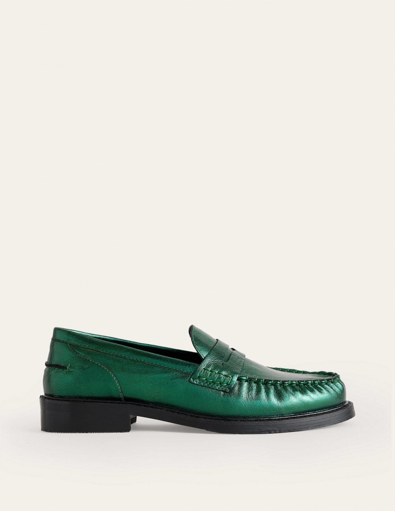 Boden Klassische Moccasin Halbschuhe Damen Grün Metal | BPCMY-2173