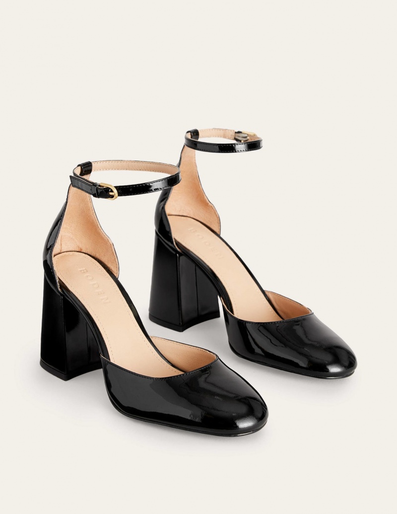 Boden Lack-Leder Court Schuhe Damen Schwarz | CBKGQ-3052