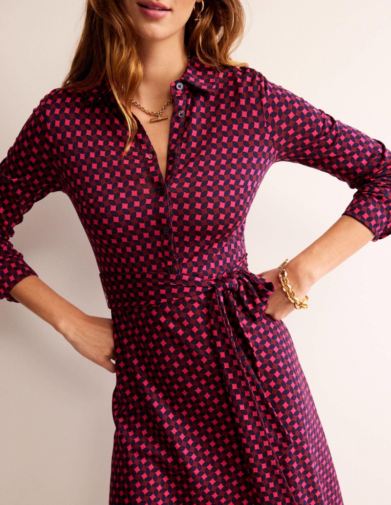 Boden Laura Jersey Midi Shirts Kleid Damen Rosa | GLCDS-9312