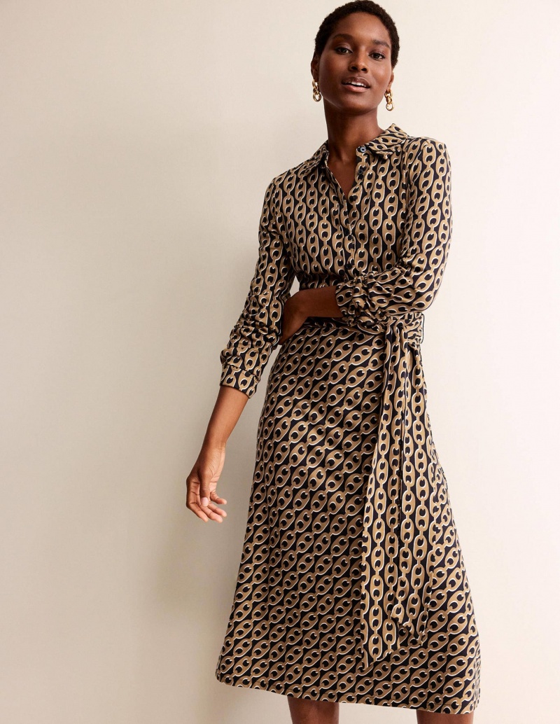 Boden Laura Jersey Midi Shirts Kleid Damen Braun | MCZXN-3741