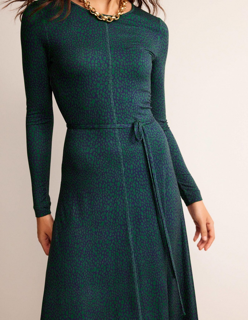 Boden Lucy Jersey Midi Kleid Damen Grün | UWLKP-2891