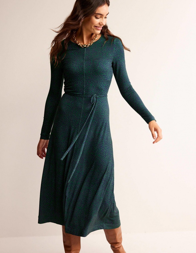Boden Lucy Jersey Midi Kleid Damen Grün | UWLKP-2891