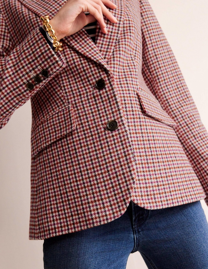 Boden Marylebone Checked Blazer Damen Rosa | BTDLQ-2973