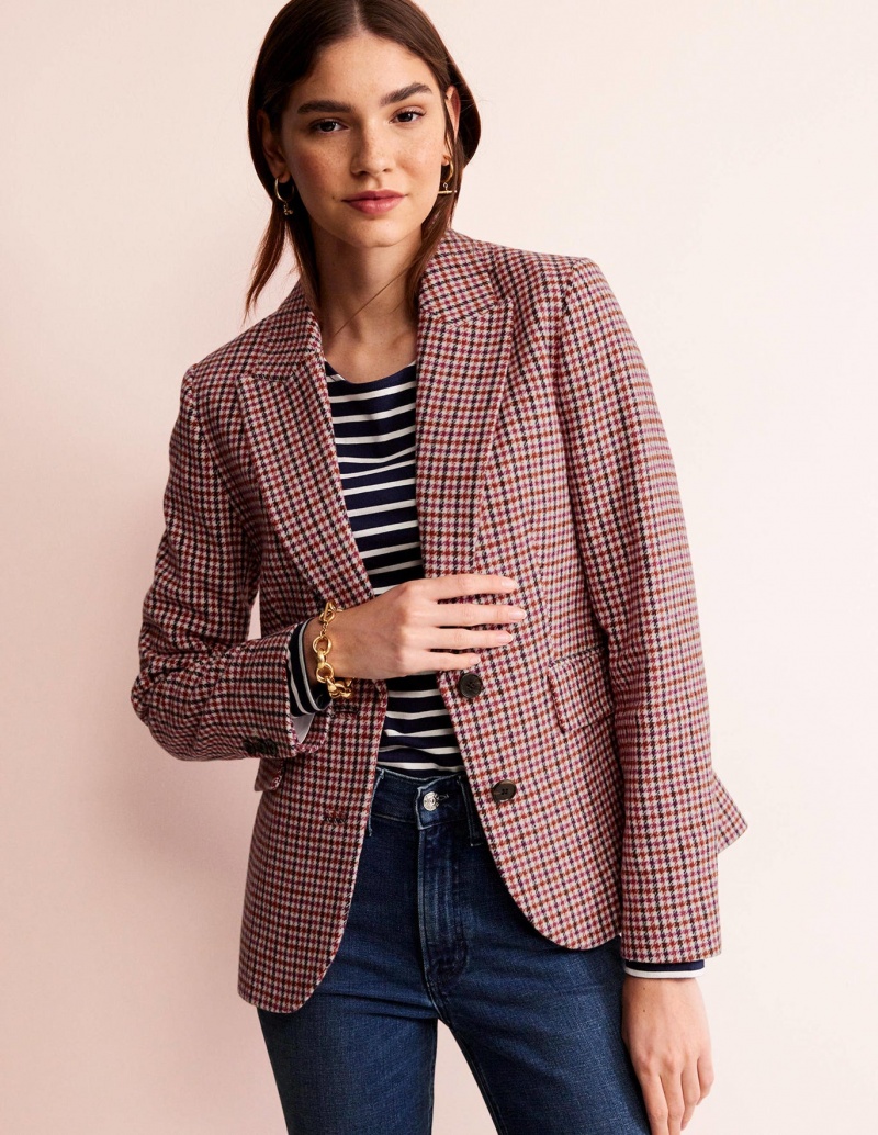 Boden Marylebone Checked Blazer Damen Rosa | BTDLQ-2973