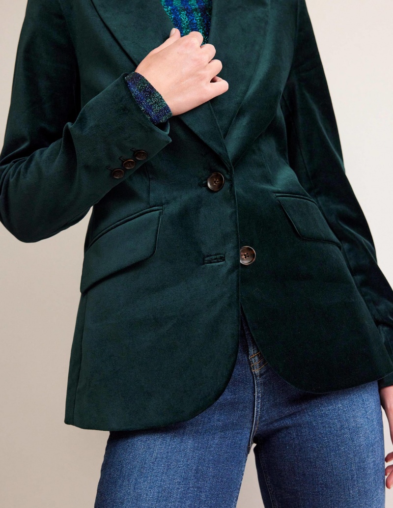 Boden Marylebone Velvet Blazer Damen Grün | TXRHK-1304