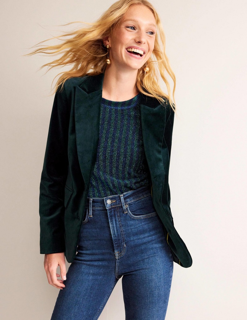 Boden Marylebone Velvet Blazer Damen Grün | TXRHK-1304