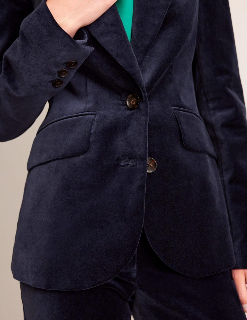 Boden Marylebone Velvet Blazer Damen Navy | CVWGY-5670