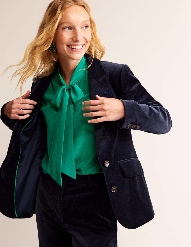 Boden Marylebone Velvet Blazer Damen Navy | CVWGY-5670