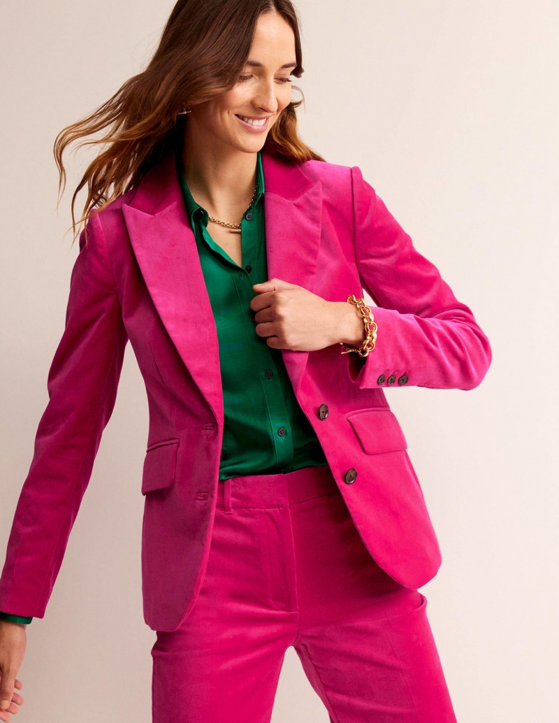 Boden Marylebone Velvet Blazer Damen Rosa | KRXYJ-6902
