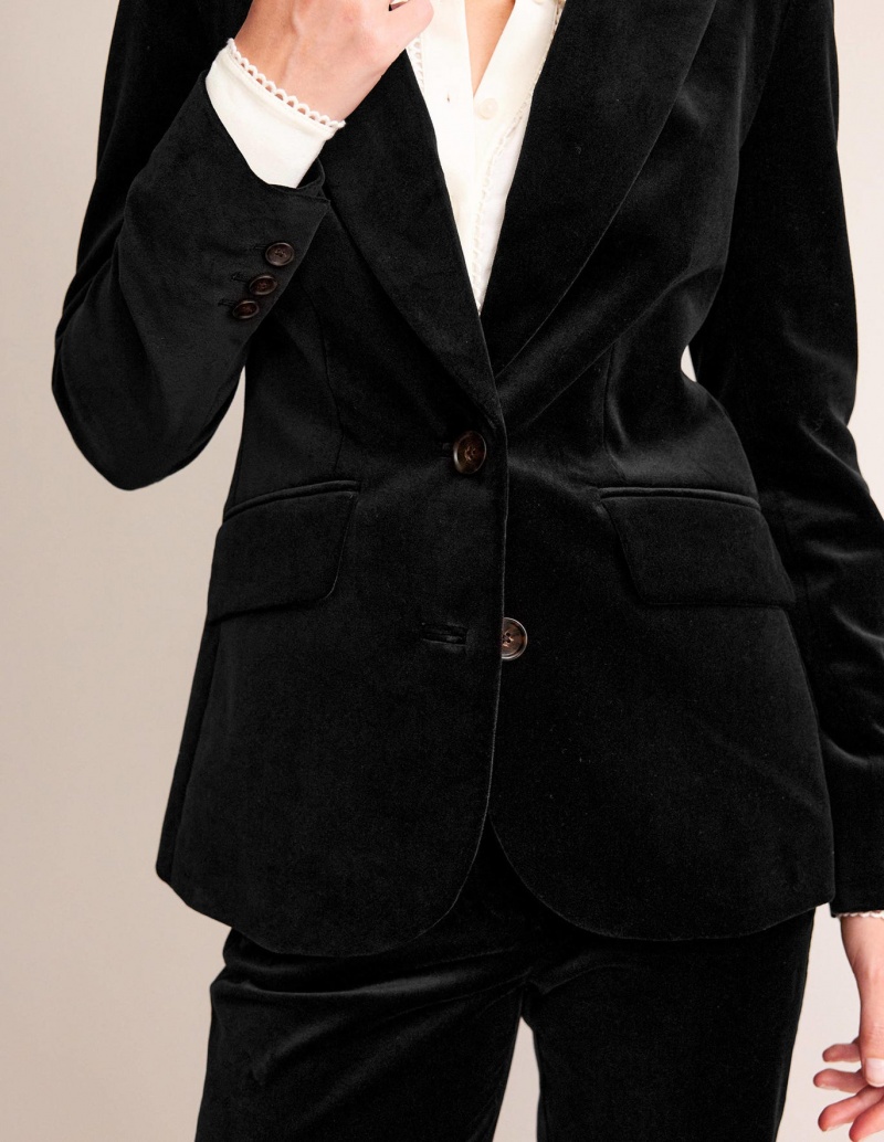 Boden Marylebone Velvet Blazer Damen Schwarz | PSHFN-2180