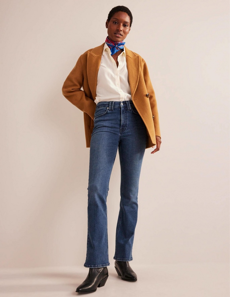 Boden Mid Rise Slim Flare Jeans Damen Blau | XEIDB-3598