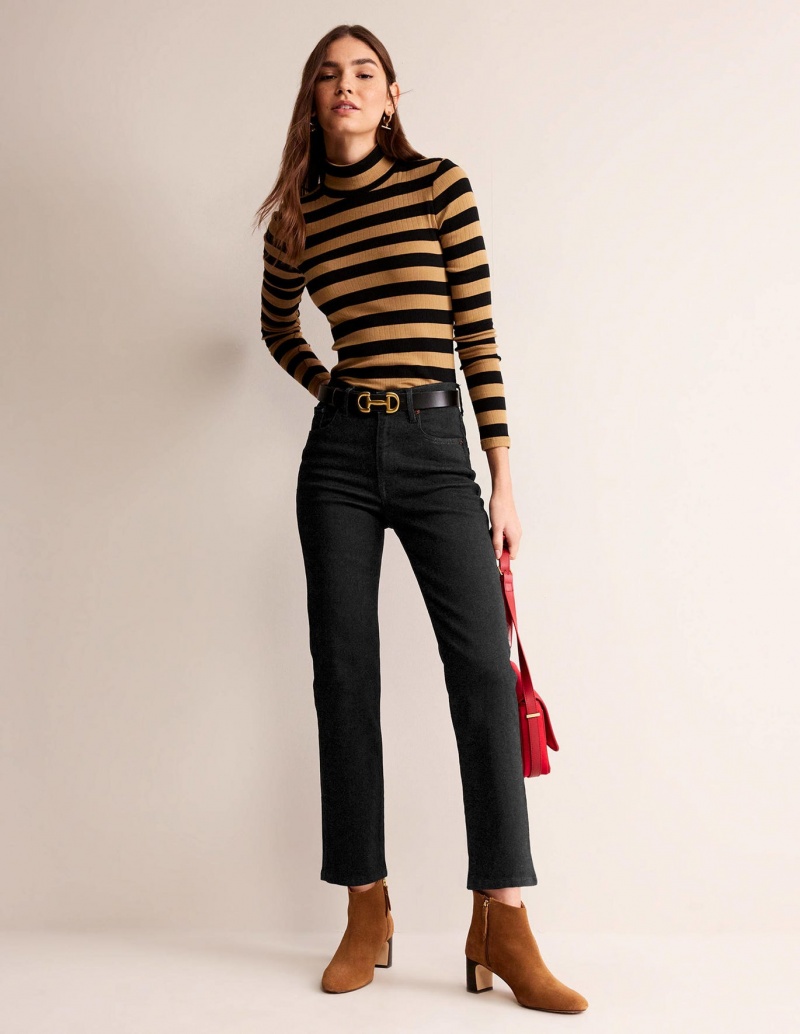 Boden Mid Rise Slim Jeans Damen Schwarz | HAJSU-0436