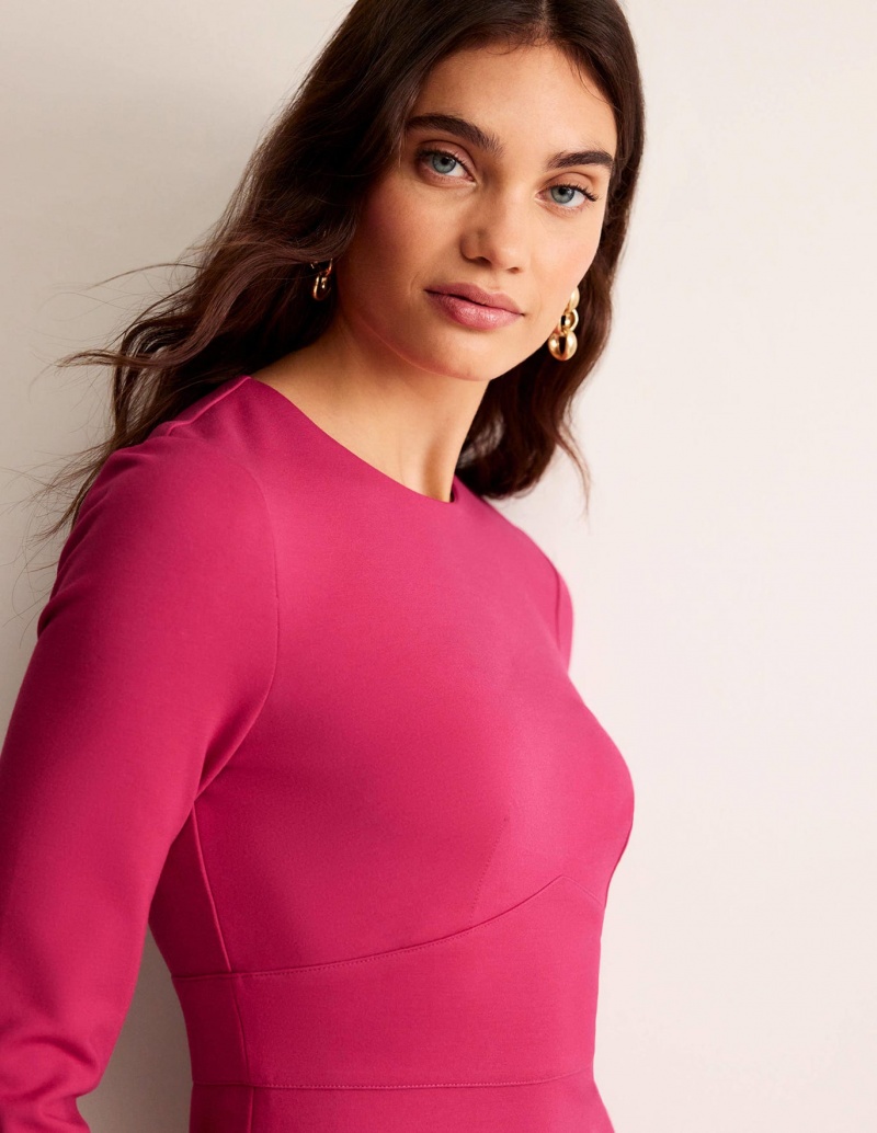Boden Nadia Ponte Midi Kleid Damen Fuchsie | FBYHC-0157
