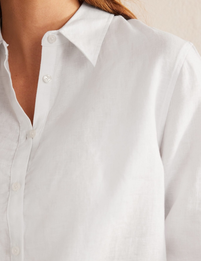 Boden New Linen Hemd Damen Weiß | UQEOM-0752