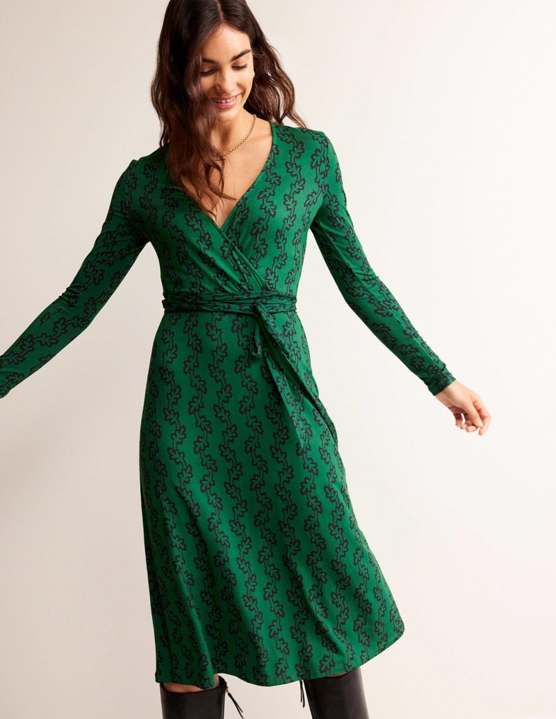 Boden Nina Jersey Midi Kleid Damen Grün | SBDAY-6718