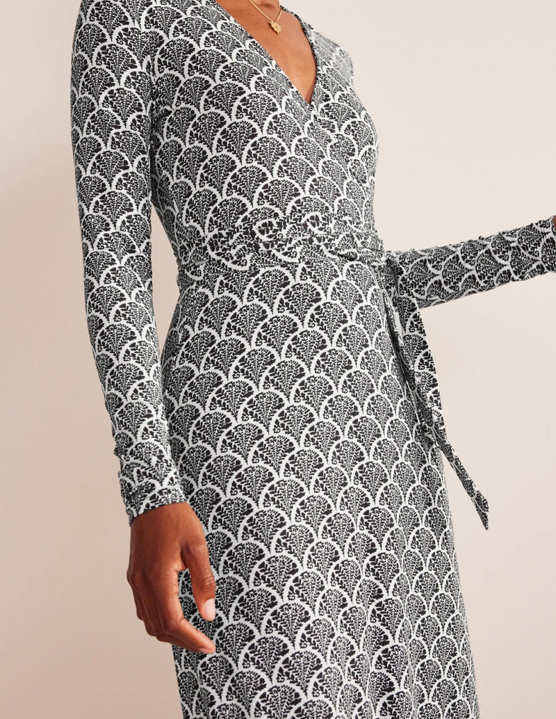 Boden Nina Jersey Midi Kleid Damen Schwarz | OUQZW-0369