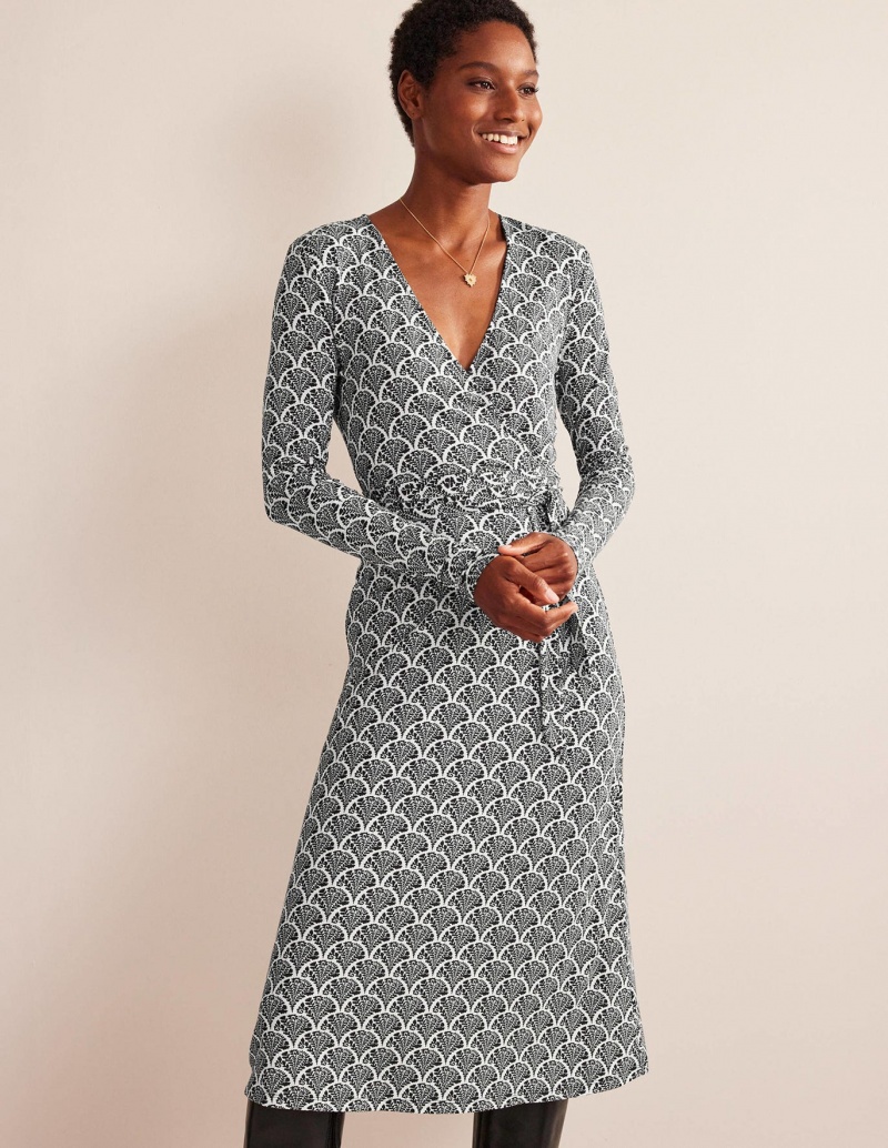Boden Nina Jersey Midi Kleid Damen Schwarz | OUQZW-0369