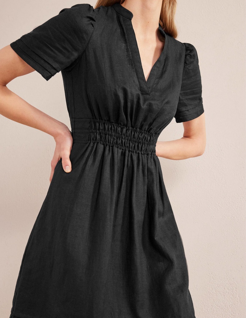 Boden Pintuck Detail Midi Kleid Damen Schwarz | ANUDV-3624