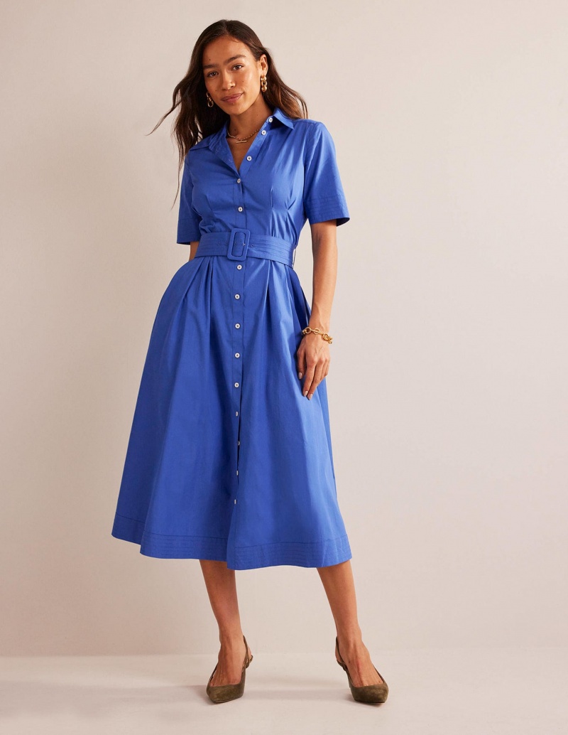 Boden Pippa Midi Shirts Kleid Damen Tiefesblau | AVFTE-5891