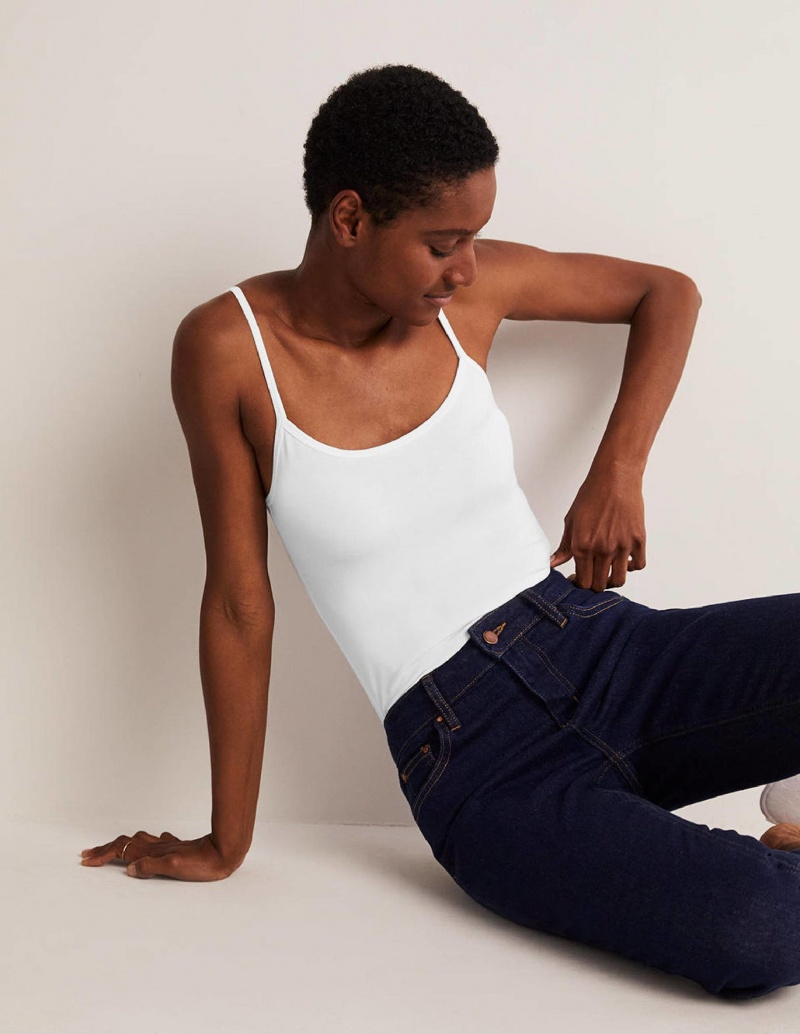 Boden Plain Cami Oberteile Damen Weiß | CIQZN-5347