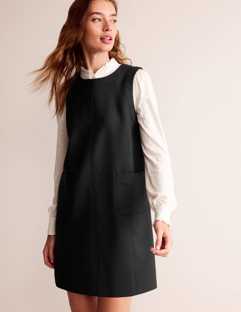 Boden Pocket Detail Mini Shift Kleid Damen Schwarz | HWRXS-3512