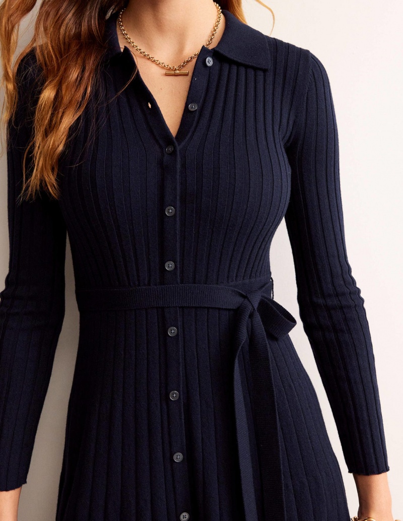 Boden Rachel Gestrickt Shirts Kleid Damen Navy | RGXIA-2916
