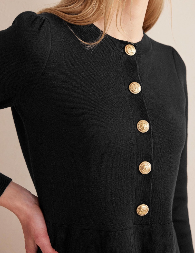 Boden Relaxed Gestrickt Mini Kleid Damen Schwarz | KLOGV-1792