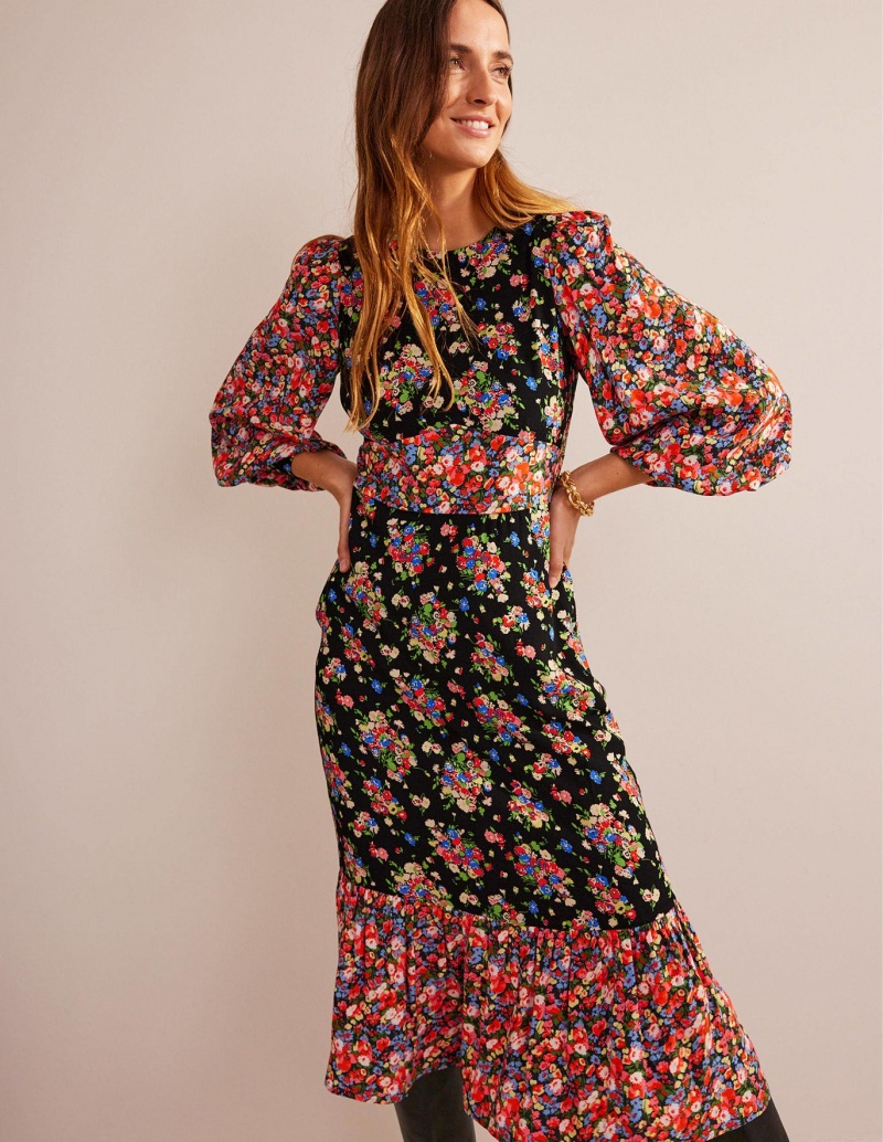 Boden Ruby Remix Contrasting Kleid Damen Schwarz | JYLRD-9843