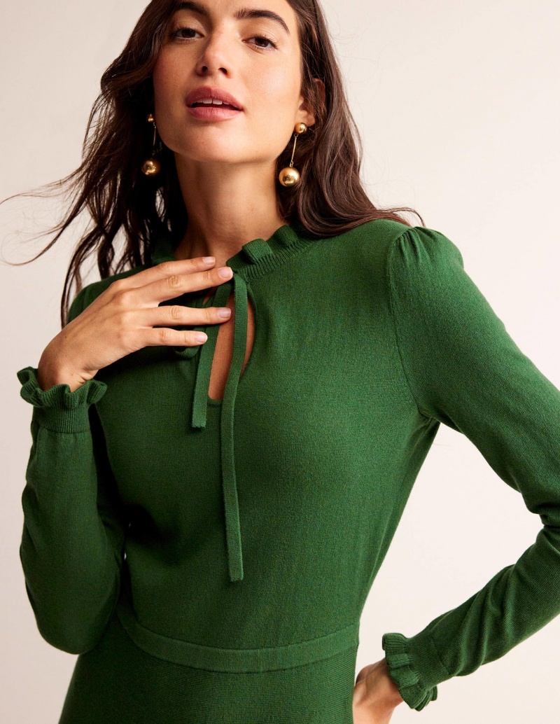 Boden Ruffle-Detail Kleid Damen Grün | QSNGB-3574