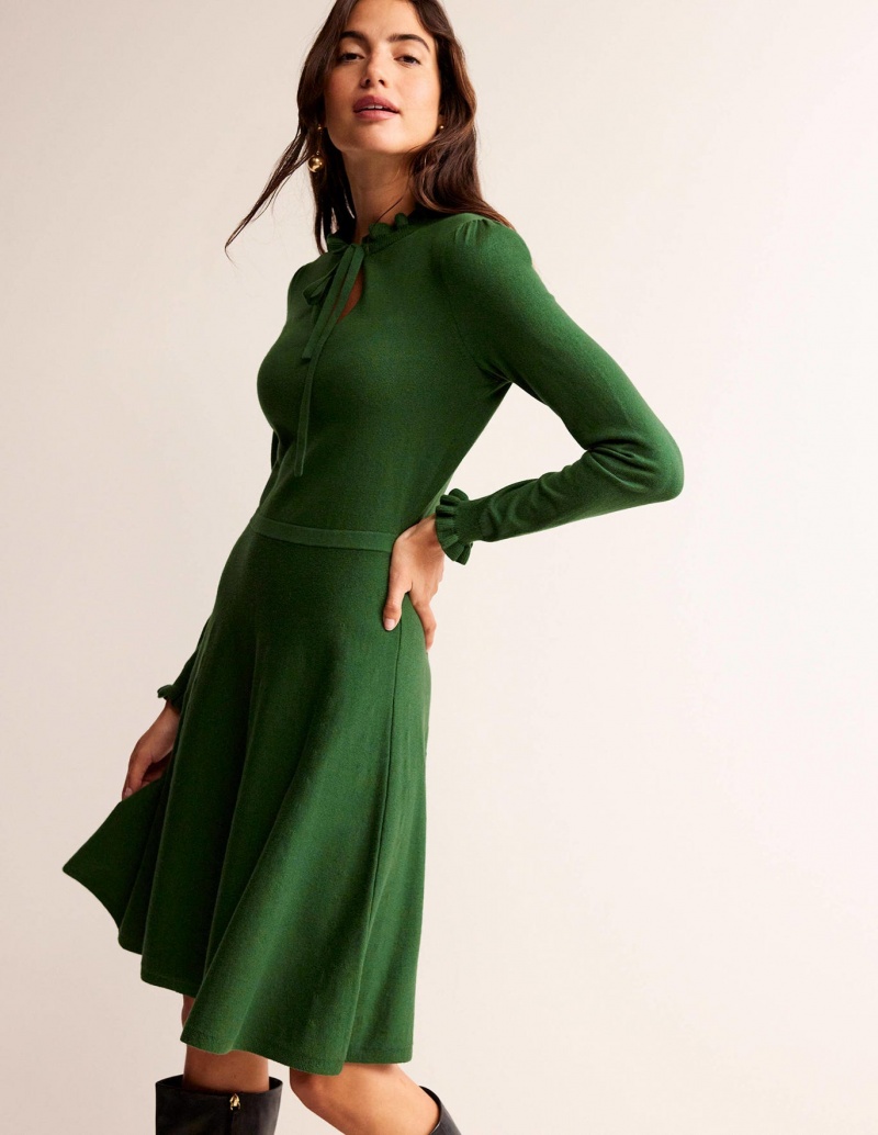 Boden Ruffle-Detail Kleid Damen Grün | QSNGB-3574