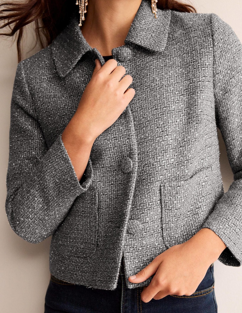 Boden Rye Metallic Jacke Damen Silber Metal | NBIRG-5840