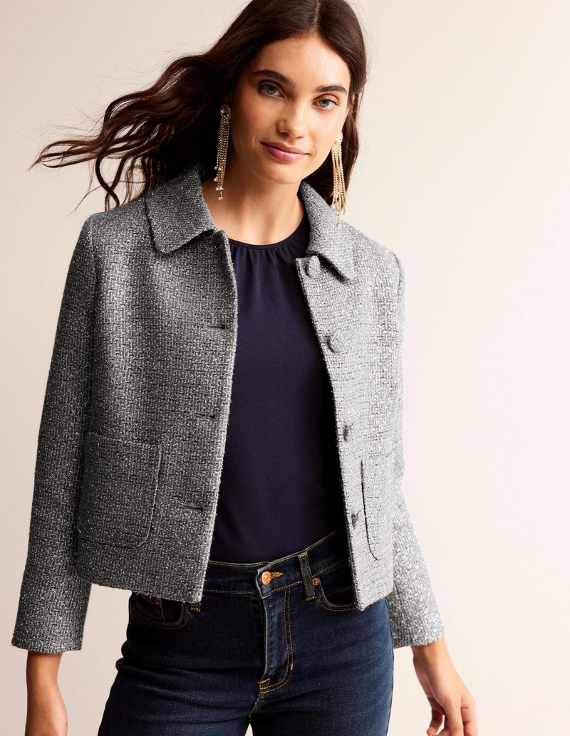 Boden Rye Metallic Jacke Damen Silber Metal | NBIRG-5840