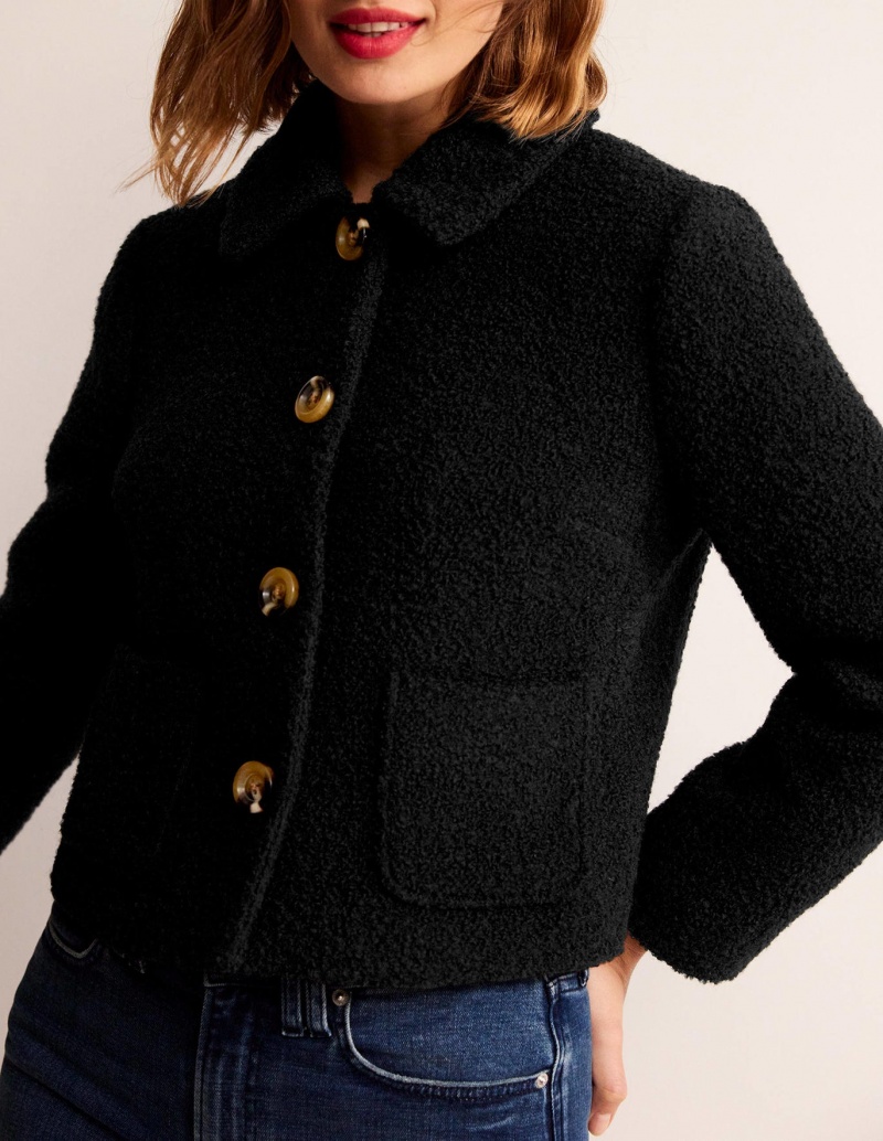 Boden Rye Textured Jacke Damen Schwarz | ADVLR-5130