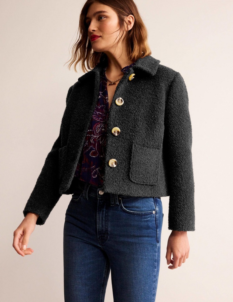 Boden Rye Textured Jacke Damen Schwarz | ADVLR-5130