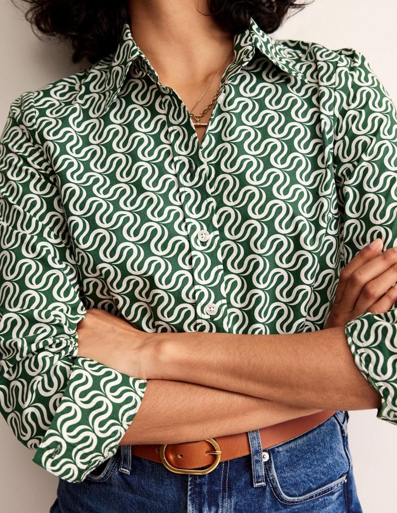 Boden Sienna Baumwoll Hemd Damen Grün | YJVUZ-6471