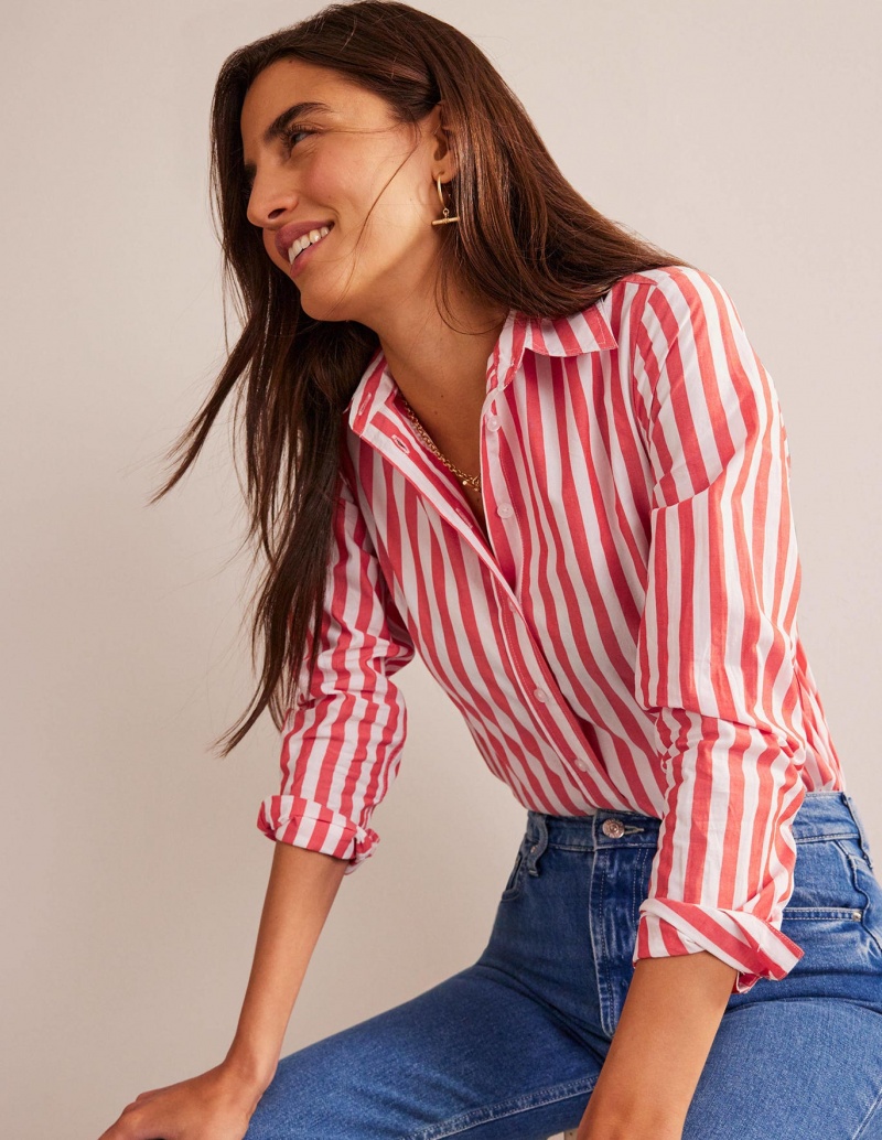 Boden Sienna Baumwoll Hemd Damen Hellrot | WKMAR-8135