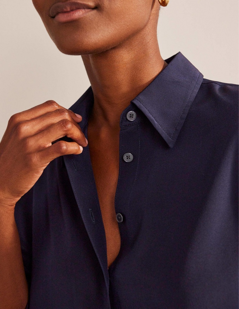 Boden Sienna Silk Hemd Damen Navy | OPLEK-3542