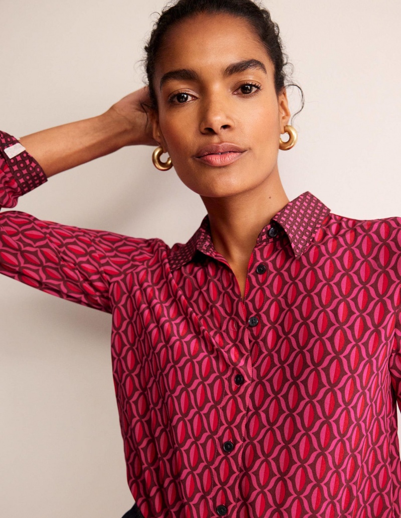 Boden Sienna Silk Hemd Damen Rosa | YWUVI-4965