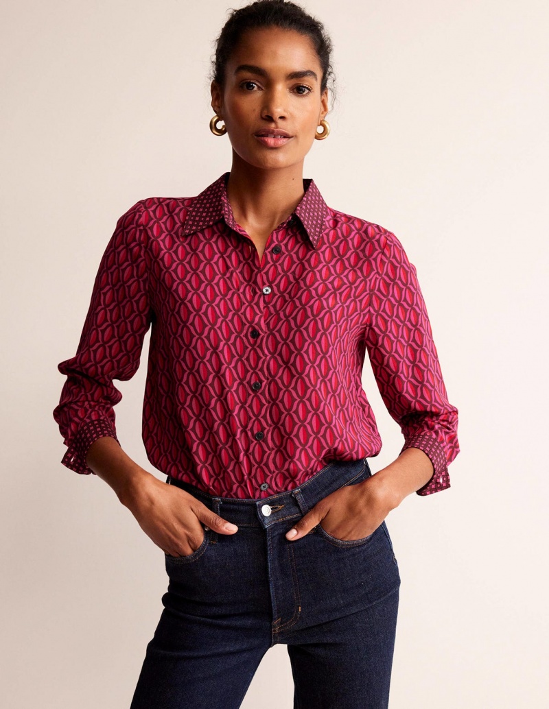 Boden Sienna Silk Hemd Damen Rosa | YWUVI-4965