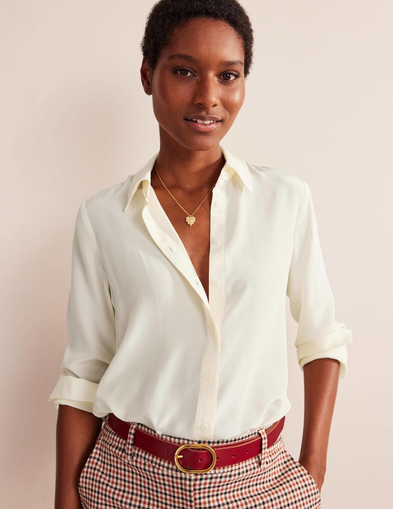 Boden Sienna Silk Hemd Damen Weiß | WLKIY-7962