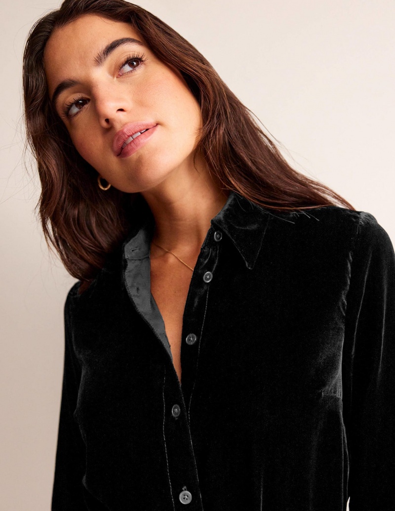 Boden Sienna Velvet Hemd Damen Schwarz | IGHFV-1842