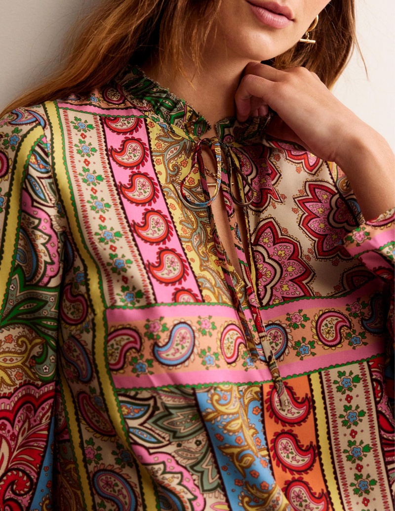 Boden Silk Viscose Romantic Blouse Oberteile Damen Mehrfarbig | KJTLR-6380