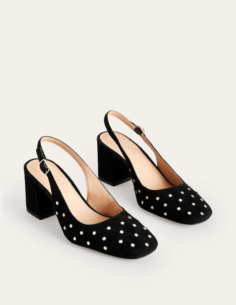 Boden Slingback Mid-Heel Hohe Schuhe Damen Schwarz | OVXDT-4803