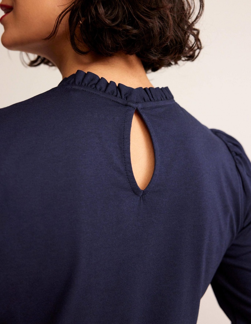 Boden Supersoft Frill Detail Oberteile Damen Navy | AITRS-9268