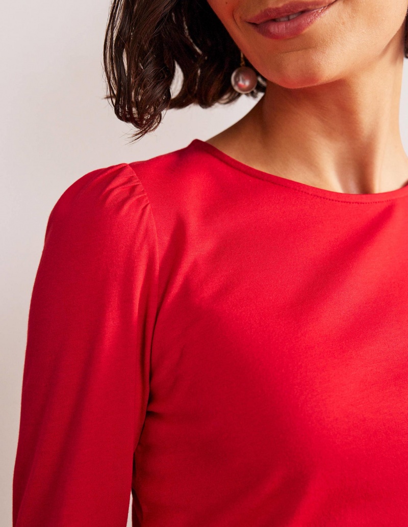 Boden Supersoft Long Sleeve Oberteile Damen Rot | IHNCV-1563