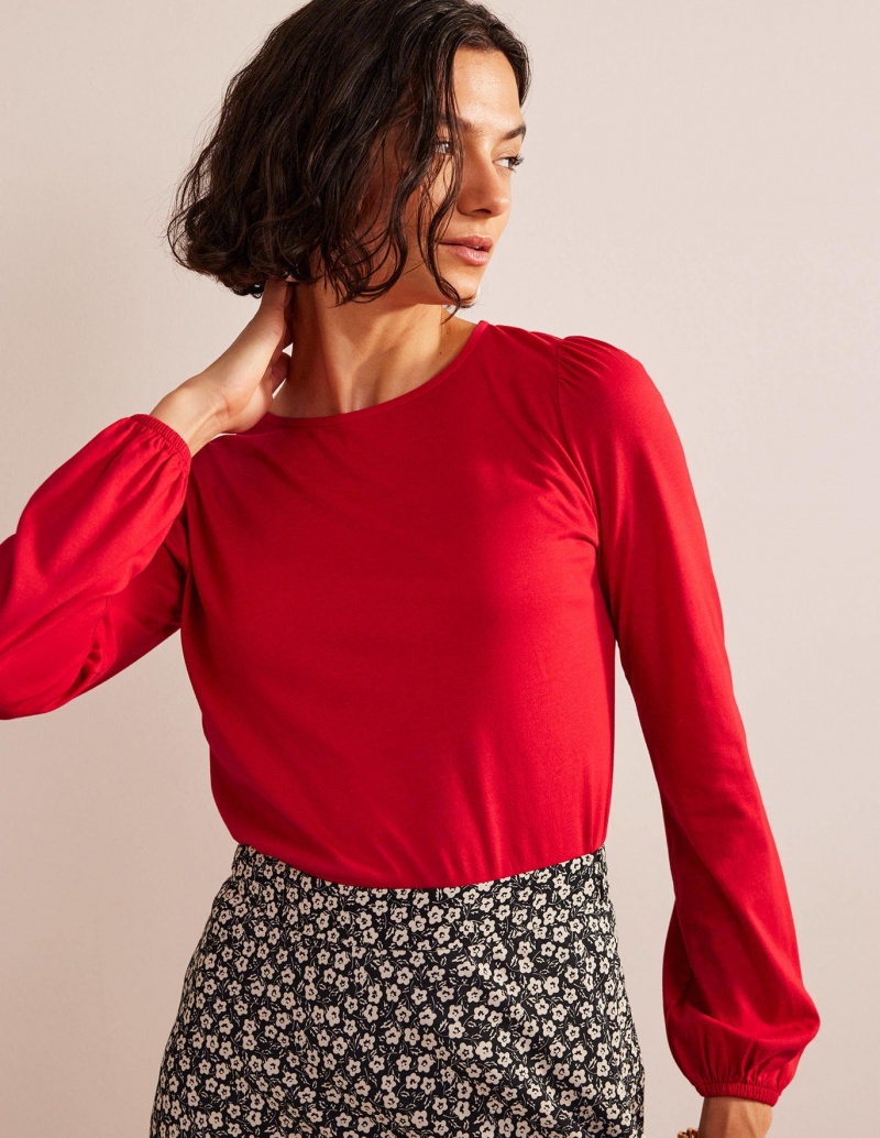 Boden Supersoft Long Sleeve Oberteile Damen Rot | IHNCV-1563