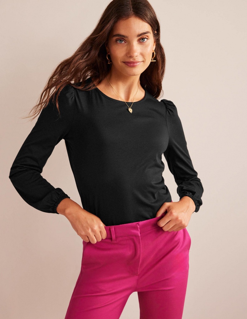 Boden Supersoft Long Sleeve Oberteile Damen Schwarz | SNBQI-8016