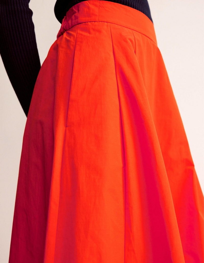 Boden Taffeta Pull-on Midi GolfSkirts Damen Rot | MUIED-7342